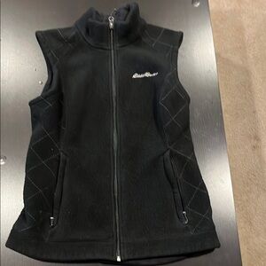 Eddie Bauer Black Fleece Vest with Embroidered Logo